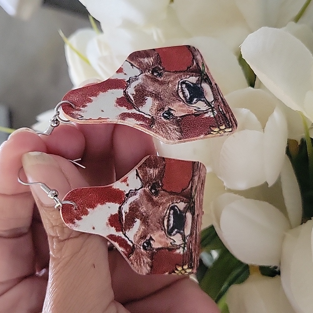 Western motif dangly earrings silver